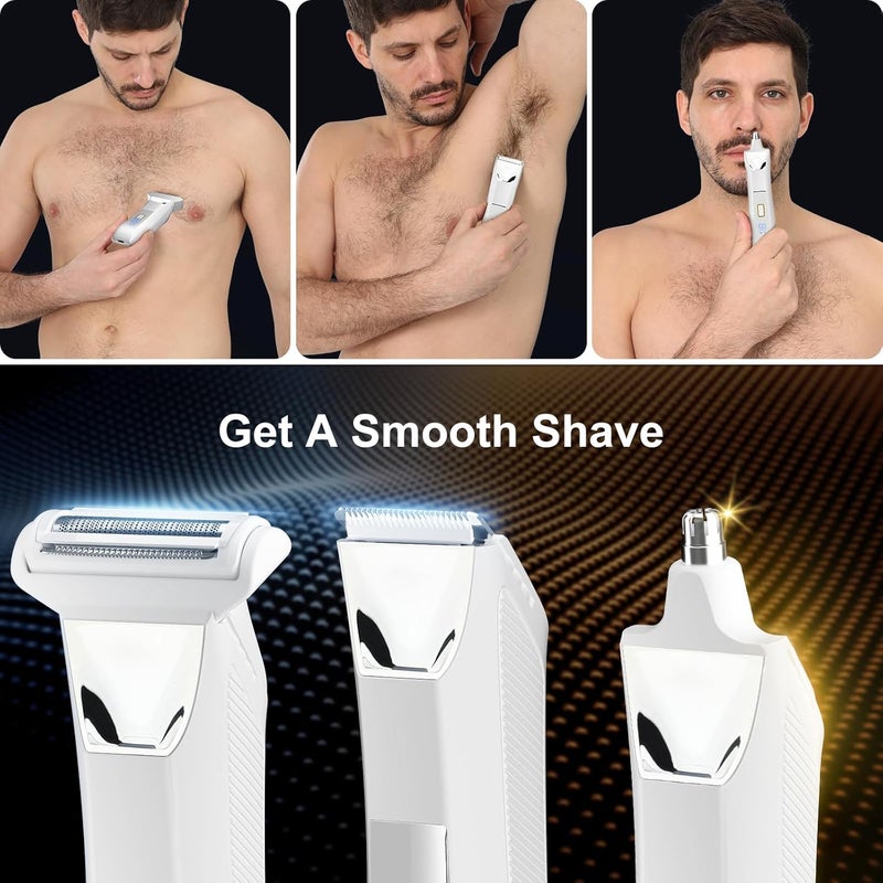 Suttik Manscape Body and Ball Trimmer for Men, 3-in-1 Pubic Groin & Nose Hair Trimmer, Ball Shaver & Body Groomer, Wet/Dry Electric Razors for Smooth Shaving, IPX7 Waterproof with Travel Case - Image 3